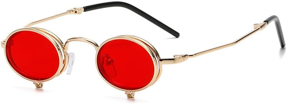 Steampunk Flip Up Sunglasses Men Small Metal Frame Punk Round Sunglasses Women Retro Shades Glasses UV400 Eyeglasses