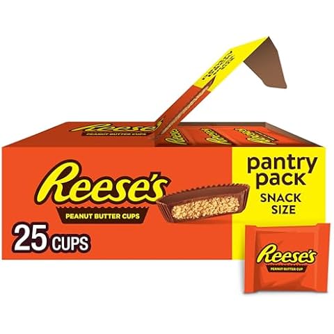 REESE'S Milk Chocolate Snack Size Peanut Butter Cups, Candy Pantry Pack, 13.75 oz (25 Pieces) Cover