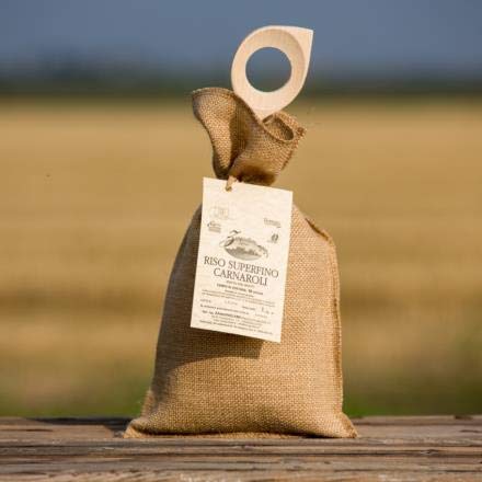 Arroz Carnaroli en bolsa de yute, cinta y cucharón, 1 kg