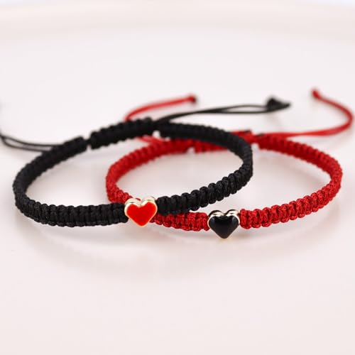 Fuqimanman2020 1 Pair Love Heart Beaded Matching Bracelets Colorful Rope Adjustable for Him and Her Couples Matching Friendship Long Distance Promise BFF Jewelry2