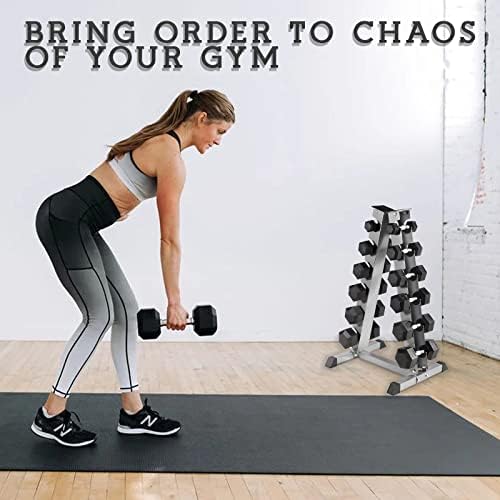 FK Sports Silver Dumbbell Rack Heavy Duty Steel Dumbell Racks 6 Tier, With 240 Kg Load Bearing Capacity Hex Weight Stand, Dumbbell Tree for Home Gym Dumbbells Storage Fitness Equipment