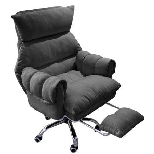 Silla de Oficina ergonómica con Respaldo Alto, sillón Giratorio Ajustable para Juegos y Escritorio, Silla ejecutiva para Sala de Estar en Gris Claro con reposapiés.