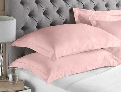 Cotton Delight Blush Pink Queen Pillow Shams Set of 2, 100% Natural Cotton, 600 Thread Count, 20 x 30 Inch - Thumbnail 6