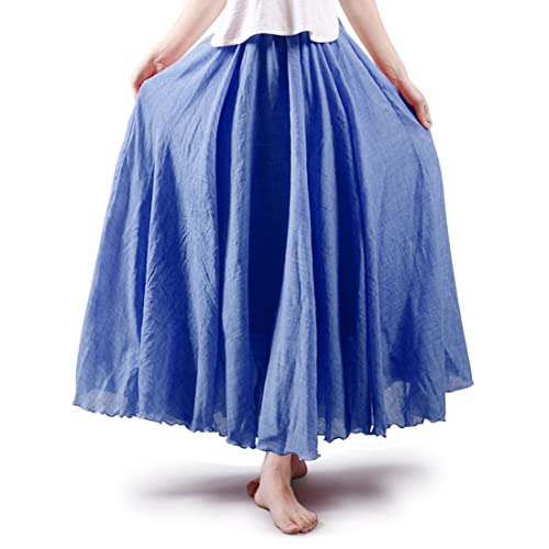 Women Cotton Linen Maxi Skirt