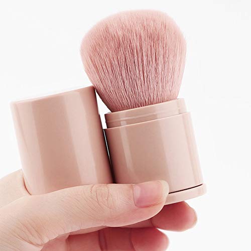 Retractable Kabuki Foundation Brush Travel Face Blush Brush For Mineral Powder, Contouring, Cream (Black + Pink 2Pcs) #TOP6