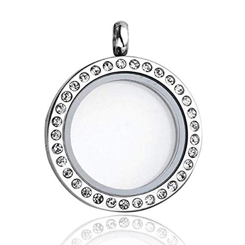 Jojo & Lin Magnetic Floating Locket Charm 30Mm Medium With Snake Chain Thanksgiving Day Gift (Silver Round Crystal) #TOP1