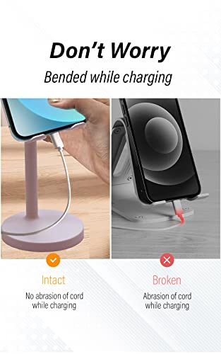 Kn Flax Cell Phone Stand With Mirror Mobile Phone And Ipad Holder For Desk With Adjustable View Angle & Height, Handsfree Smart Phone Cradle, Dock For Office Kitchen Traveling Accessories - Pink #TOP4