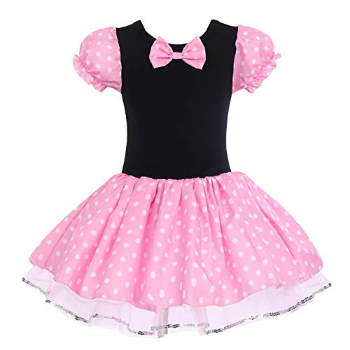 Toddler Baby Girls Polka Dots Xmas Princess Dress up Halloween Cosplay Costume Birthday Party Cake Smash Outfits Fancy Christmas Pageant Bowknot Tutu Dress Ballet Dancewear 01# Pink 12-18 Months
