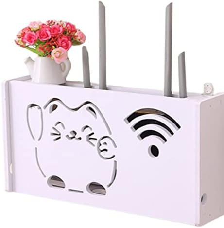 DAZZLEEX No Drill Cable Router Storage Box Shelf Wall Hangings Bracket Cable Organizer For Storing Your Wifi, Router And Tv Gamer Etc.r