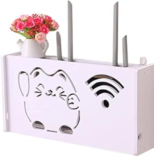 DAZZLEEX No Drill Cable Router Storage Box Shelf Wall Hangings Bracket Cable Organizer For Storing Your Wifi, Router And Tv Gamer Etc.r