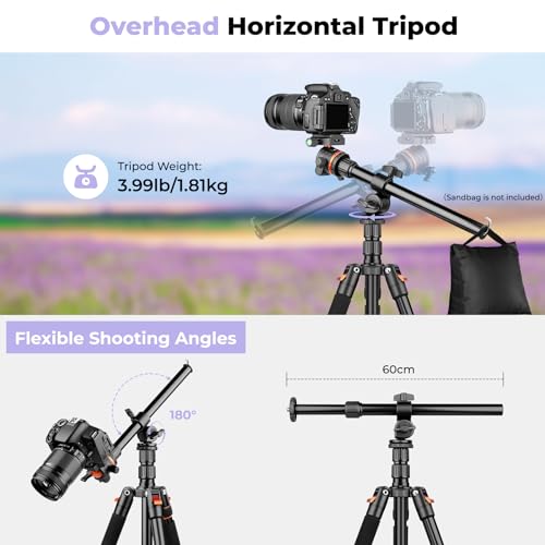 Image of Victiv 256 cm Aluminium Camera Stand, 2-in-1 Tripod Monopod with 360 Panoramic Ball Head, Horizontal Overhead Camera Stand for Video Shooting, Compatible with DSLR Canon Nikon Sony iPhone, Android
