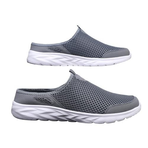 Sportschuhe Herren Atmungsaktiv Freizeitschuhe Herren Hinten Offen Sommerschuhe Leicht Sneaker Flache Sohle Clog Bequem Walkingschuhe rutschfest Komfortschuhe Einfarbig Slipper Mesh Trainers