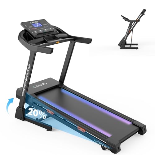 Laufband für Zuhause, Aeriflo T500 Profi Laufband mit 20 km/h & 20% Elektrische Steigung, Extra Breit 51cm Lauffläche, Klappbar, mit App & Wireless Charging, Leiser Hochleistungsmotor, bis 150 kg