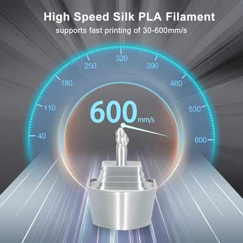 Image of IEMAI Silver Silk PLA Filament 1.75mm 1kg, Silky Glossy Finish 3D Printer Filament Max 600mm /s Printing, Enhanced Toughness & Neatly Wound for DIY, Art & Home Decor