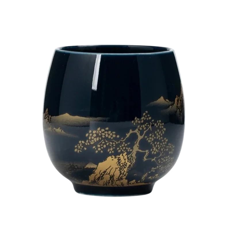 Japanische Tasse 200ml – Keramik Kaffeetasse Becher Blau Gold für...