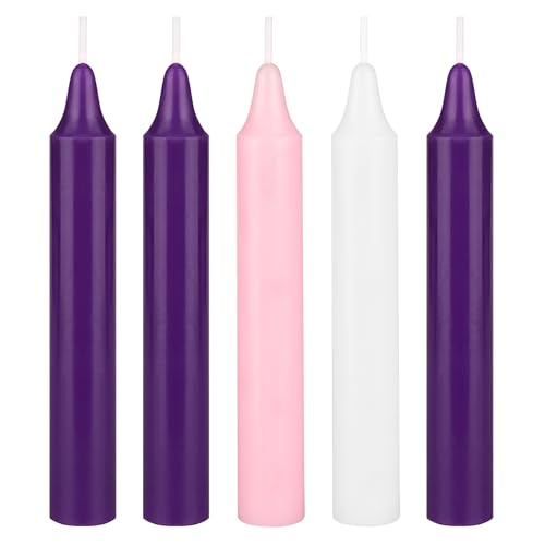 Mega Candles 5 pcs Unscented Christmas Advent Candles Set, Hand