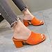 OXNEUHG Women's Knit Peep Toe Chunky Heeled Sandals Fashion Square Open Toe Slip On Block Heel Mules Summer Casual Breathable Slides Sandal (Orange,8.5)