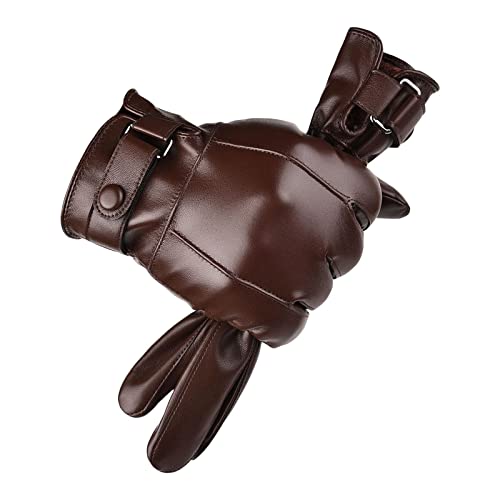 Image of Men Winter Gloves PU Leather Touchscreen Windproof for Riding Motorcycle Brown| Mens Accessories | Gloves & Mittens|1 Pair Winter Gloves For Men