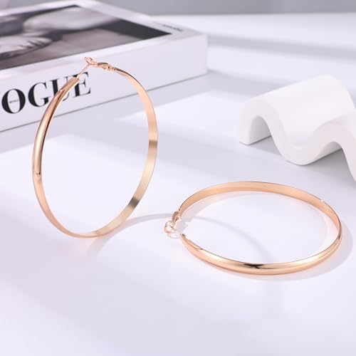 Image of Gacimy Gold Hoop Earrings for Women with 925 Sterling Silver Post | Hypoallergenic Lightweight Thick Hoops Earrings for Women Trendy Jewelry Gift