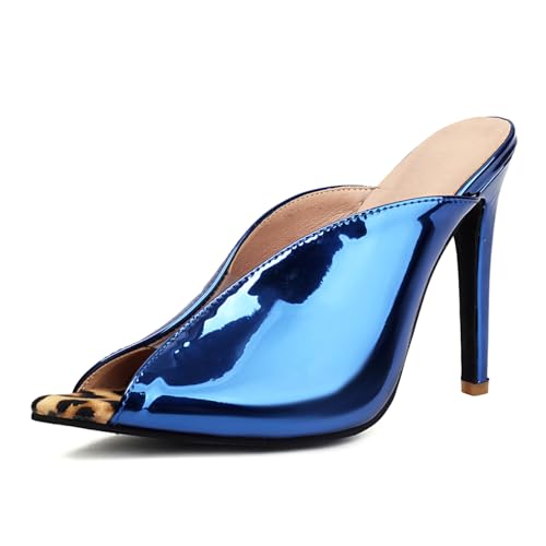 Women's V-Cut Peep Toe Mules - Stiletto High Heel Slip-On Sandals for Sexy Evening Wear Perfect for Parties or Clubs Shoes for Women