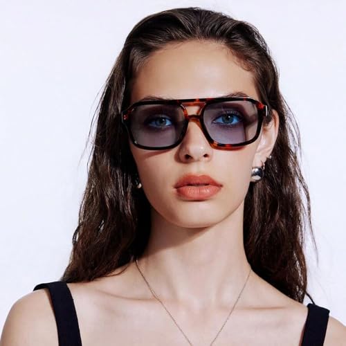 JUDOO Trendy Square Aviator Sunglasses for Women Retro 70s Plastic Frame Tinted Shades2
