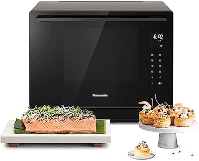 Panasonic NN-CS88LBEPG Horno combinado de vapor 4 en 1 con vapor, microondas, grill y convección, Tecnología Inverter, 31 L, 36 Programas Automáticos, Cocción en 2 Etapas, Menú Infantil, Negro
