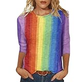 Camiseta para mujer de manga 3/4, impresión 3D, informal, cuello redondo, camiseta de manga larga, elegante, blusa para exteriores, camiseta de verano, ligera, informal, informal, informal, para