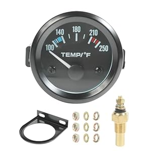 Water Temp Gauge,2″ 52mm Water Temp Gauge,100-250℉ Temperature Gauge for Car,Car Accessories Car Temperature Gauge with Led Backlight Water Temp Gauges,Use for Cars Trucks Vehicles Ships