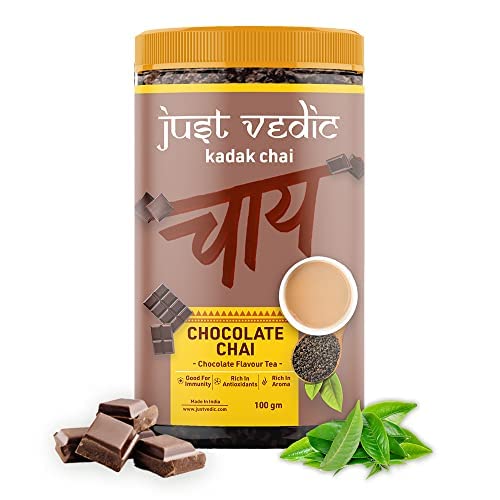 JUSTVEDIC Chocolate Chai Patti (100 Grams, 50 Cups) Chocolate Chai