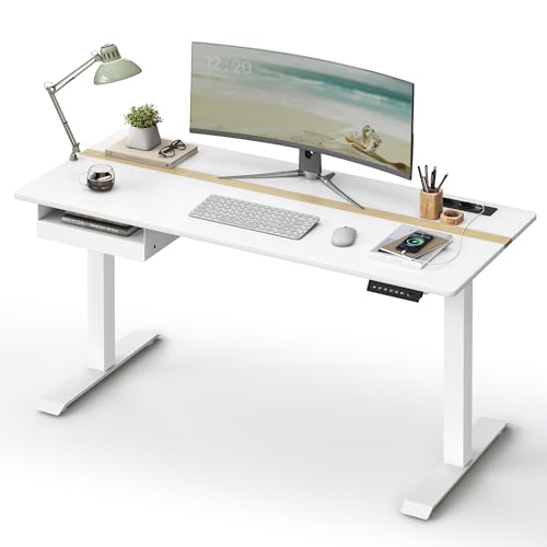 Vasagle Escritorio Regulable En Altura, Mesa Regulable, Enchufe Y Cajón, 60 X 140 Cm De Encimera, Ajuste Continuo, 4 Funciones De Memoria De Altura, Blanco Lsd114w01 Vasagle Escritorio Regulable En Altura, Mesa Regulable, Enchufe Y Cajón, 60 X 140 Cm De Encimera, Ajuste Continuo, 4 Funciones De Memoria De Altura, Blanco Lsd114w01