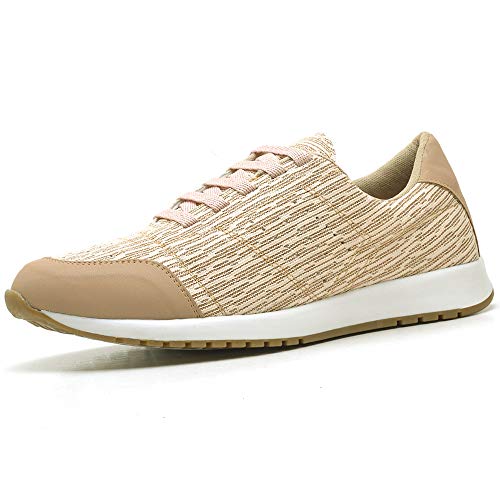 Kit Sapatênis Casual Com Cadarço JUILLI Feminino (Nude Risca, 36)