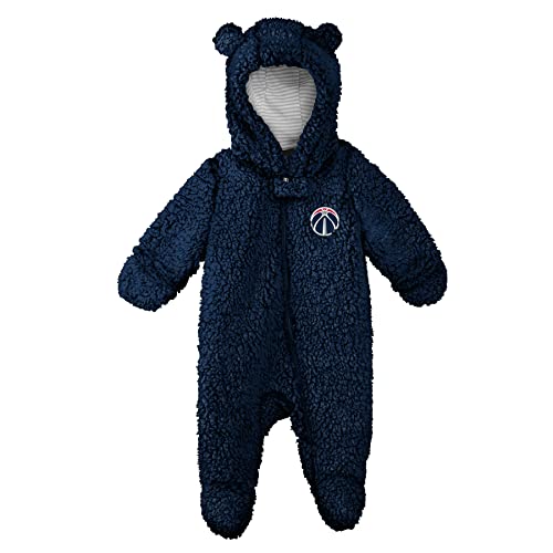 Outerstuff NBA Newborn (0M-9M) Game Nap Teddy Fleece Onesie, Washington Wizards, 3M-6M