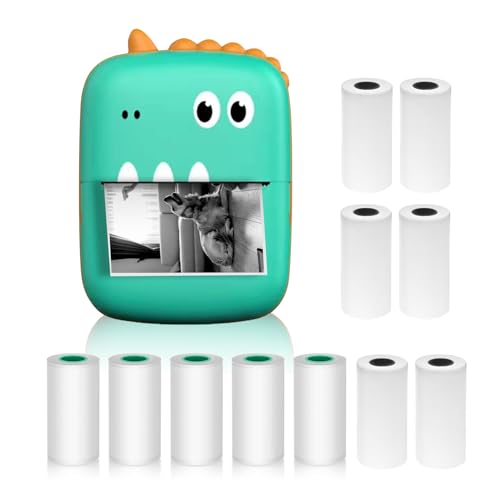 Hethlif Mini Impresora Termal Pegatina Portátil Foto Impresión sin Tinta con Conexión BT para Estudiantes de Teléfonos Inteligentes Profesionales Verdes 57 Mm 9 Rollitos de Papel (6)
