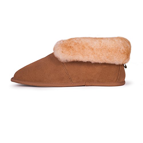 Image of Cloud Nine Men's Soft Sole Sheepskin Booties with Suede Leather | 100% sheepskin lining, soft suede sole, roll-up cuff, breathable warmth, lightweight flexibility, indoor comfort