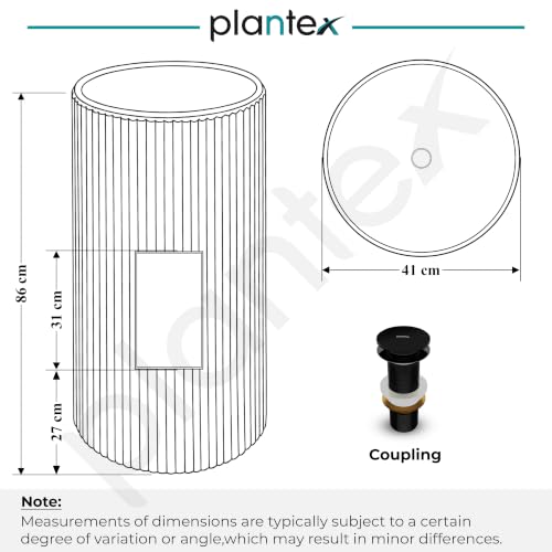 Image of Plantex Pedestal Basin For Bathroom /Acrylic Resin & Quartz One Piece Pedestal Free Standing Round Wash Basin For Living Room and Hotel (10050, Matt Grey)