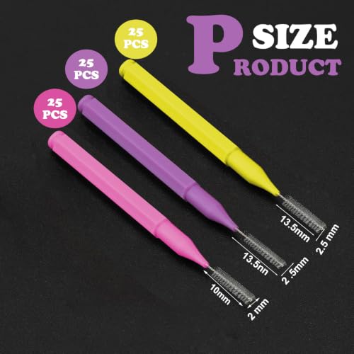 Image of Patelai 100 Pieces Braces Dental Brush for Cleaner Interdental Toothpick Dental Tooth Flossing Head Oral Hygiene Flosser Toothpick Cleaners Tooth Tool(Pink,Purple, Yellow,Mixed Size)
