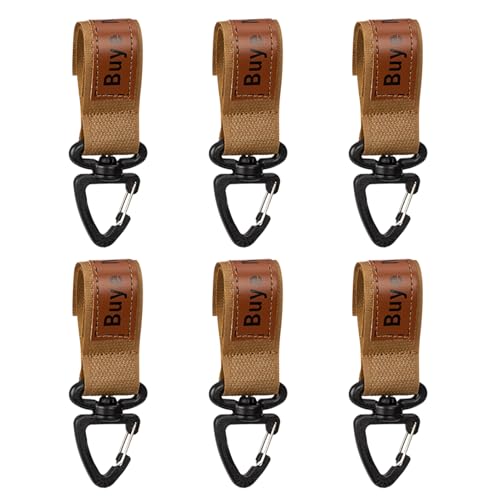 Belt Keeper Key Clip | 6 piezas llaveros antideslizantes hebilla correa de nailon – mosquetones con cierre – para senderismo, camping, deportes al aire libre, mochila y cordón paracord, caqui, Se
