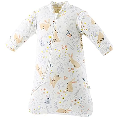 Sleeping Bag for Baby Organic Cotton Baby Sleep Sack Cute Bunny Newborn Bedding Baby Winter Grow Bag Baby Sleeping Bags With Removable Long Sleeves 3-12 Months/66-75cm Cover