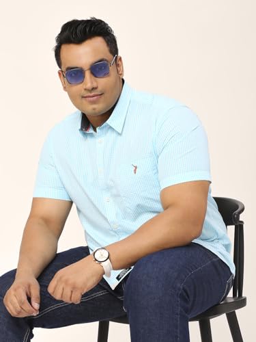 Image of Thomas Scott Mens | Half Sleeve | Checks | Regular Fit Plus Size | 100% Cotton | Spread Collar | Casual Shirts