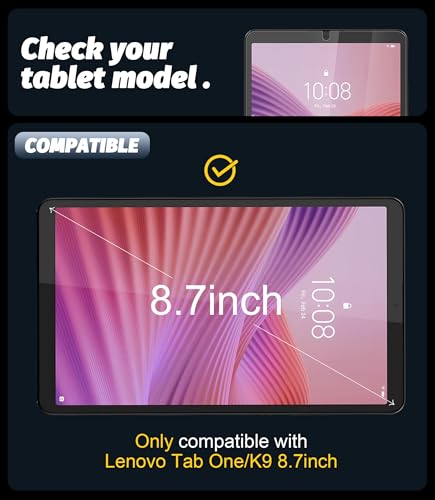 Image of Orzero (3 Pack Compatible for Lenovo Tab One /K9 8.7 inch 2025 Tempered Glass Screen Protector, Protector De Pantalla 9H High Definition Anti-Scratch Bubble-Free