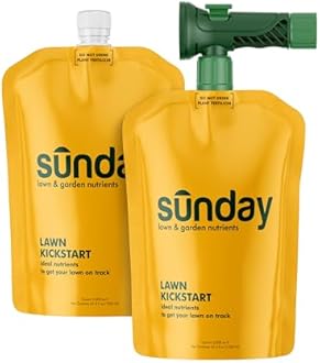 Sunday Lawn Kickstart Fertilizer, 42.3oz, 2 Pack - Fertilizer for Grass Improvement - Includes Universal Sprayer Attachment - Covers Up to 10,000 Sq Ft - Easy Application in 15 Minutes or Less