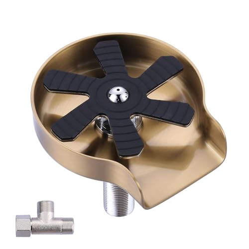 Stainless Steel Cup Rinser for Kitchen Sink, Brushed Gold Glass Rinser for Sink, 360° Rotating Baby Bottle Washer High-Pressure Glass Washer for Bar