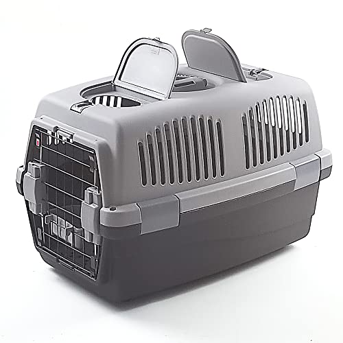 Qianruida Starre Hundehandtasche Transportbox für kleine Hunde und Katzen Transport Box für Tiere mit Metalltür Kann bis zu 12 kg tragen-58 cm Cover