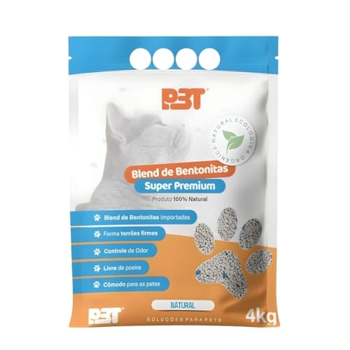 Areia Granulado de Bentonita Super Premium Blend Importado P3T Natural Areia para Gatos 4kg