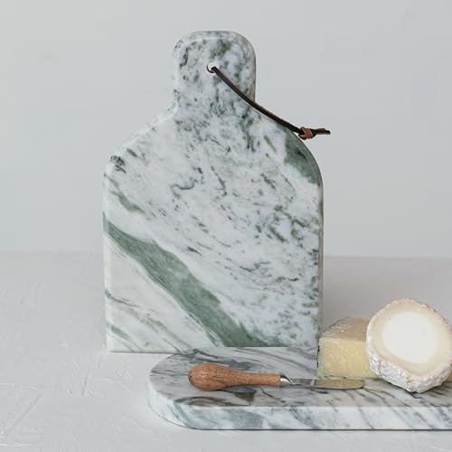 Tabla de Cortar Mármol y Madera con Cuchillo Natural y Verde miniatura 2