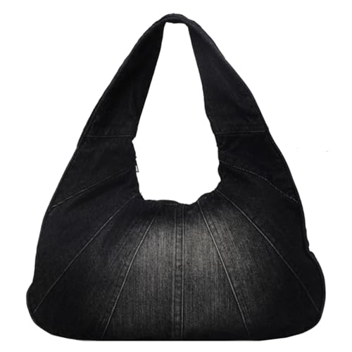 Extolove Bolsa jeans moderna bolsas jeans para mulheres bolsas de ombro Hobo Y2K bolsas de ombro, Preto, 15.75*3.15*8.27 inches