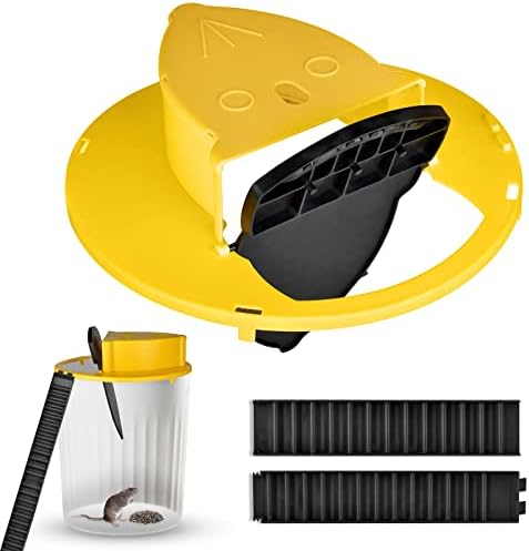 Mouse Trap Bucket, Flip and Slide Auto Reset Mouse Trap Bucket Lid, Catch and Release Humane Bucket Lid Mouse Rat Trap for Indoors and Outdoors