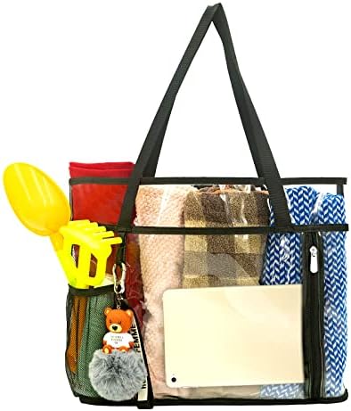 Mesh Beach Tote Bag for women & men, Clear Tote Bags for Beach,Gym, Picnic, Shopping or Travel… 1 Mesh Beach Tote Bag for women & men, Clear Tote Bags for Beach,Gym, Picnic, Shopping or Travel…