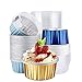 Kubki do pieczenia z folii aluminiowej z pokrywkami, 50 szt. 140 ml foliowe foremki do babeczek z pokrywkami, 125 ml, jednorazowe foliowe kubki do pieczenia ciasta, aluminiowe kubki do muffinek do piekarni, na ślub, przyjęcie urodzinowe (różne kolory)