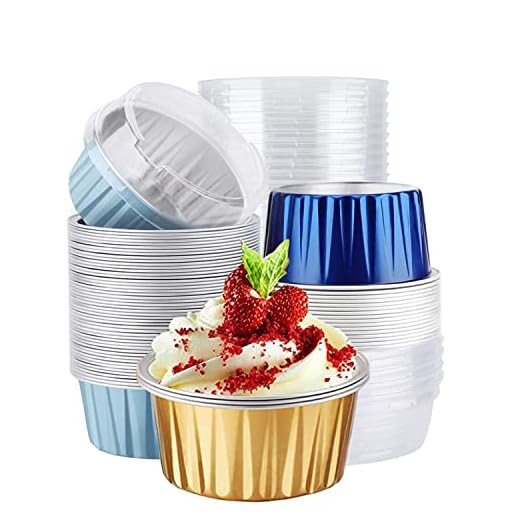 Aluminiumfolie bakkoppar med lock, 50 st 142 ml folie muffinsformar koppar med lock, 125 ml engångsfolie bakning kakkoppar, aluminiummuffinskoppar för bageri bröllop födelsedagsfest. (blandade färger)